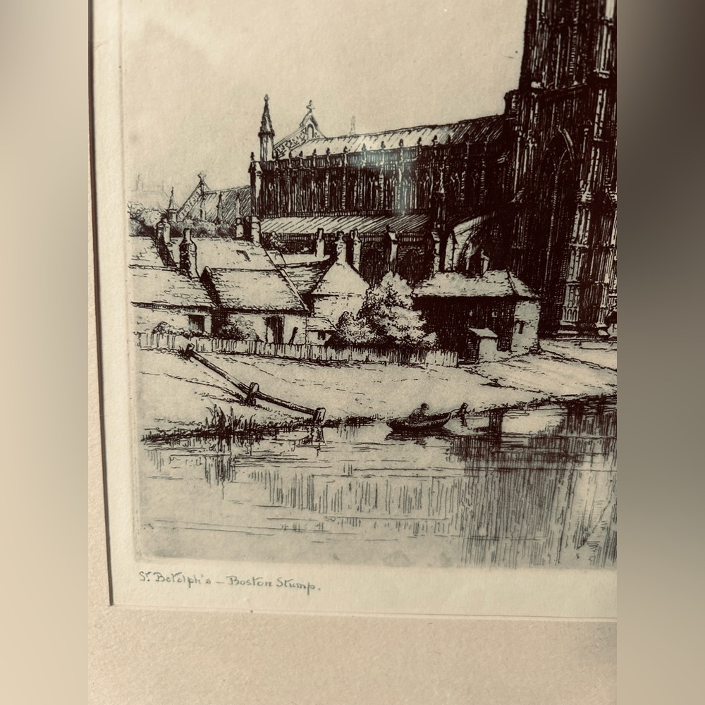 Vintage St. Botolph’s Church, Boston – Gothic Architectural Etching | 1930 - Picture 3 of 7
